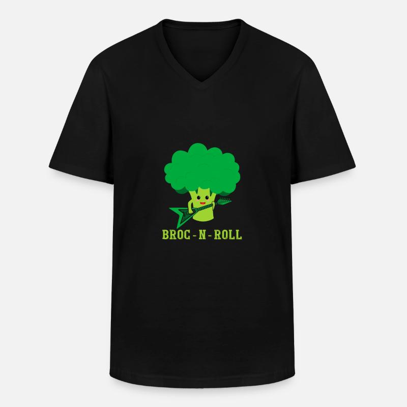 Broc n Roll Broccoli Vegetable - Männer-T-Shirt mit V-Ausschnitt - Schwarz
