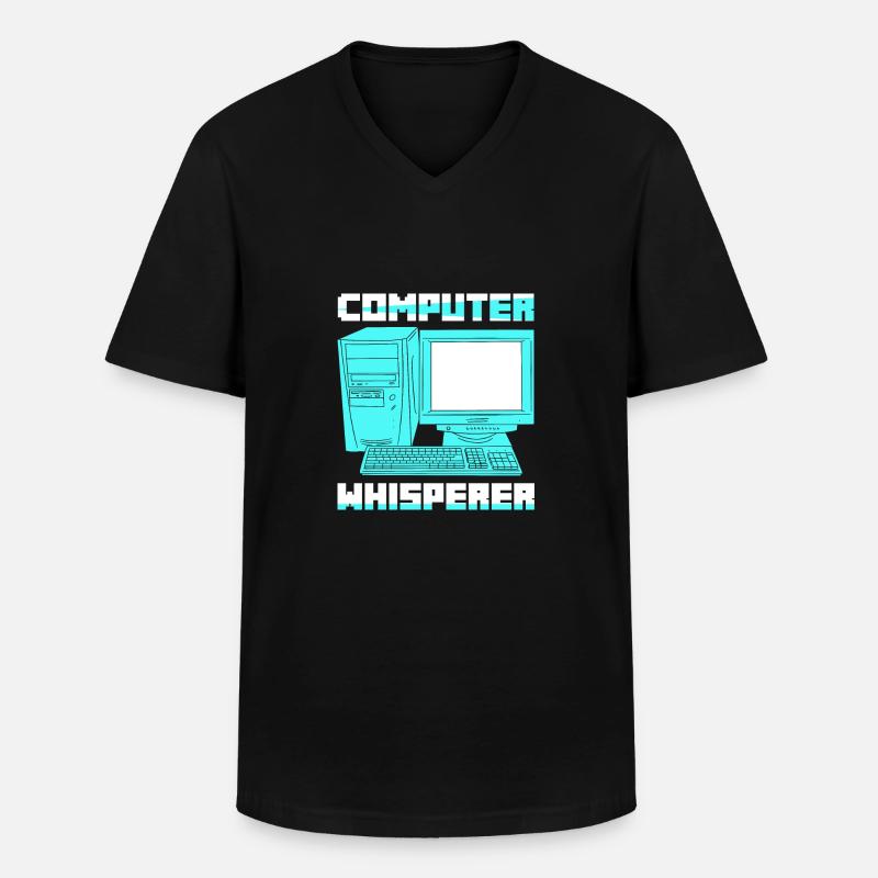 Codage du logiciel Computer Whisperer - T-shirt col V Homme - noir