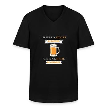 LIEBER EIN KÜHLES BLONDES ALS EINE HEIßE BLONDINE - Männer-T-Shirt mit V-Ausschnitt - Schwarz - Vorne - AI Model Male 178 dark (178cm)