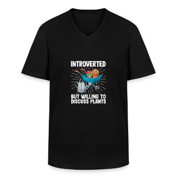 Introverti, mais désireux de discuter des plantes - T-shirt col V Homme - noir - Devant - AI Model Male 178 dark (178cm)