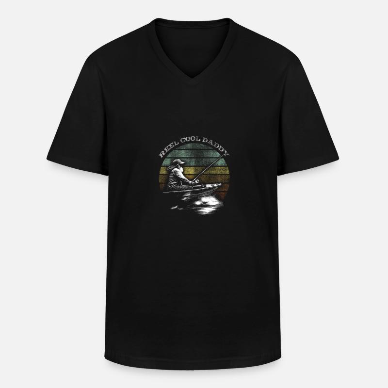 Fischer auf dem Boot - Männer-T-Shirt mit V-Ausschnitt - Schwarz