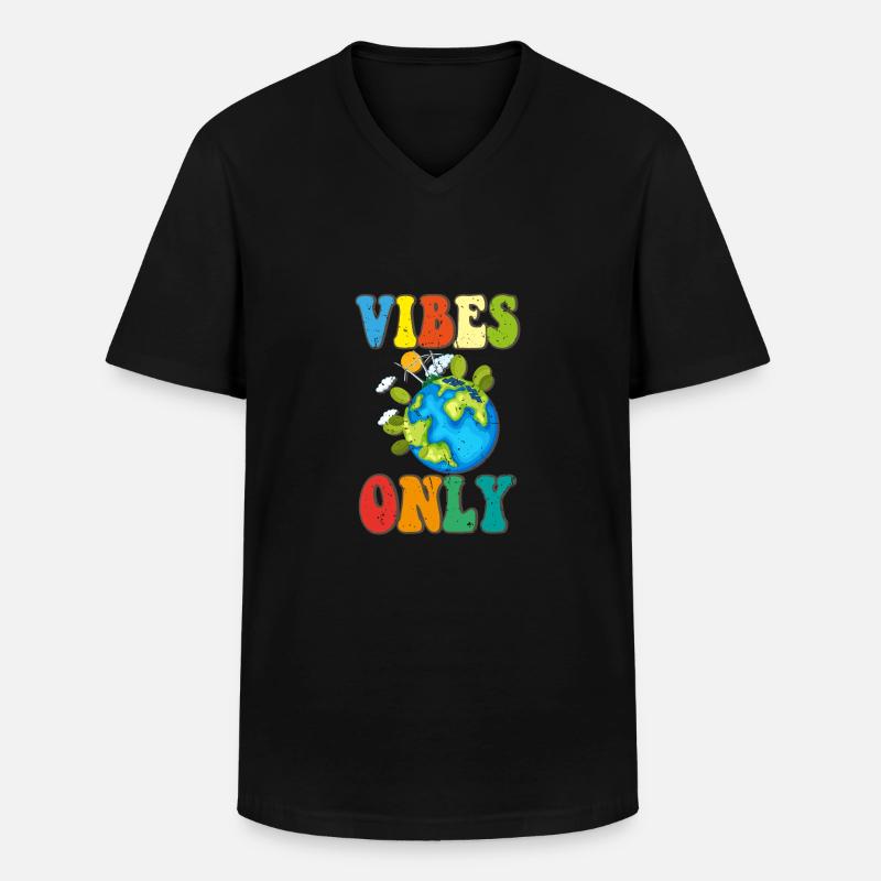 Vibes Only - Männer-T-Shirt mit V-Ausschnitt - Schwarz