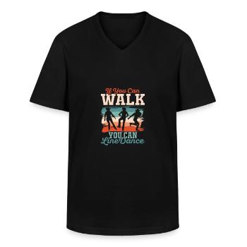 Si vous pouvez marcher, vous pouvez danser en ligne musique country w - T-shirt col V Homme - noir - Devant - AI Model Male 178 dark (178cm)