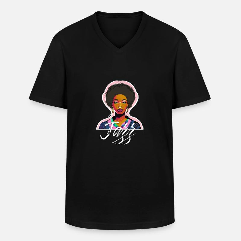 Jazz - Männer-T-Shirt mit V-Ausschnitt - Schwarz