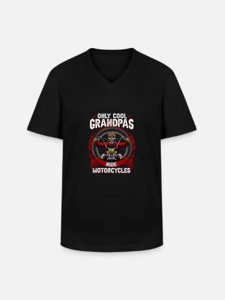 Cool Opa Biker - Männer-T-Shirt mit V-Ausschnitt - Schwarz