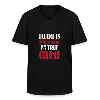Maîtrise du sarcasme et de la série d’émissions de meurtres True Crime - T-shirt col V Homme - noir - Devant - AI Model Male 178 dark (178cm)