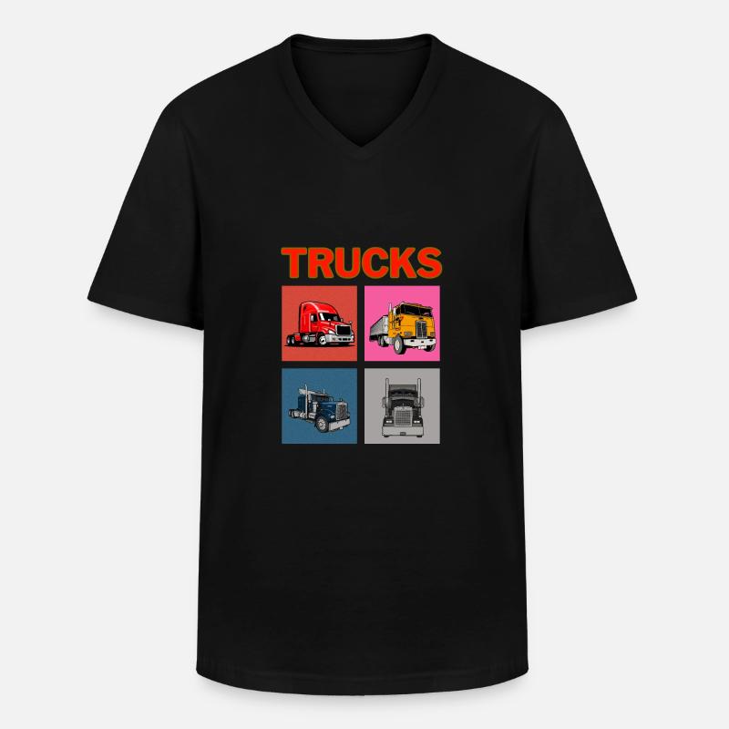 Lastwagen - Männer-T-Shirt mit V-Ausschnitt - Schwarz