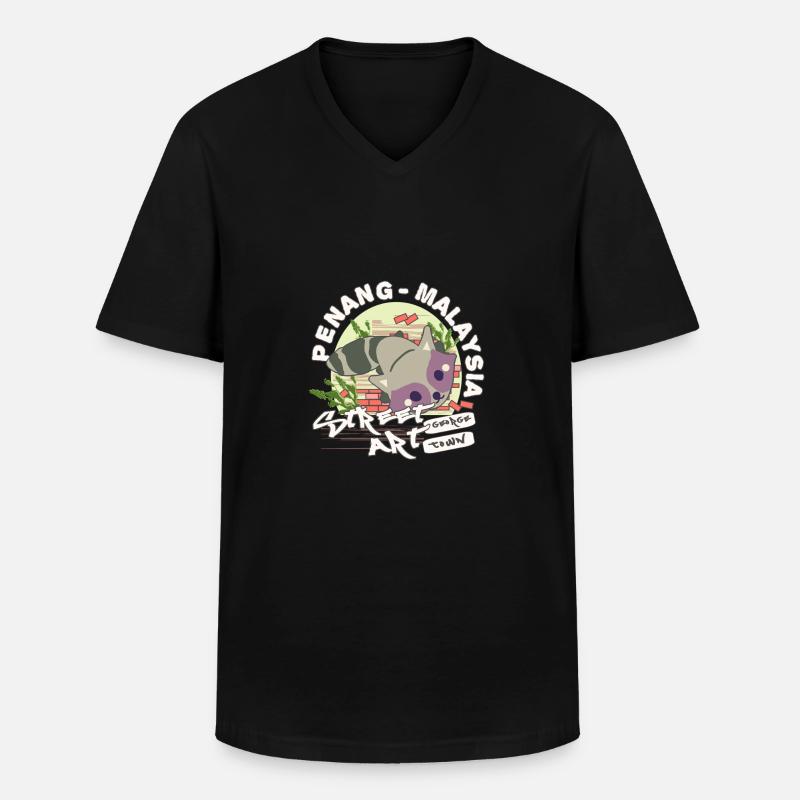 Waschbär Graffiti - Männer-T-Shirt mit V-Ausschnitt - Schwarz