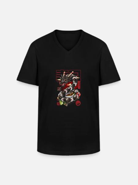 Japan Großer Sushi-Drache - Männer-T-Shirt mit V-Ausschnitt - Schwarz