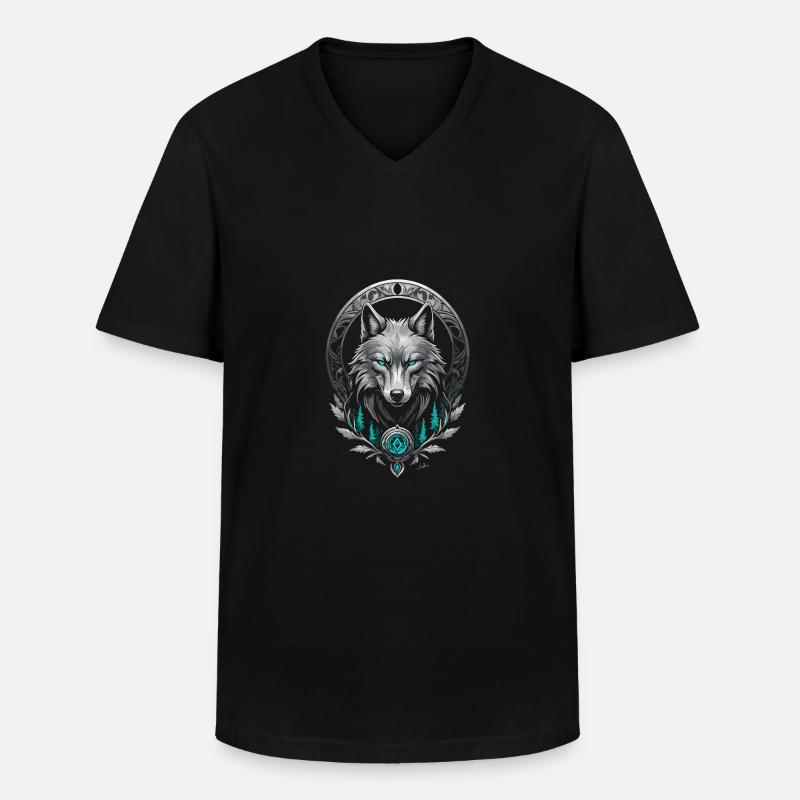 Mittelalterlicher Polarwolf - Männer-T-Shirt mit V-Ausschnitt - Schwarz