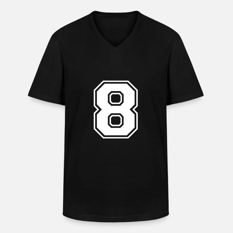 8 - Männer-T-Shirt mit V-Ausschnitt - Schwarz