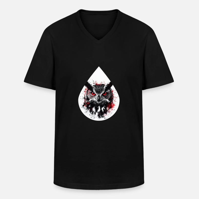 Trashpolka Eule Schwarz Rot - Männer-T-Shirt mit V-Ausschnitt - Schwarz