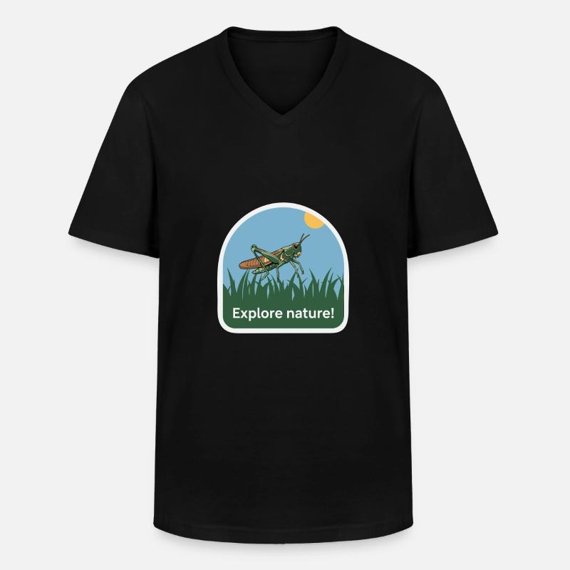 HEUSCHRECKE - Männer-T-Shirt mit V-Ausschnitt - Schwarz