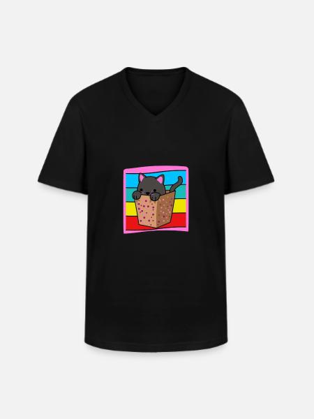 Cat in a box - Men's V-Neck T-Shirt - black