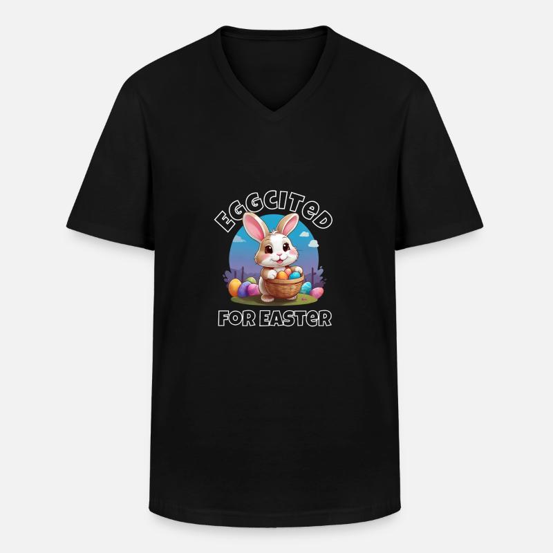 Eggcited for Easter - Men's V-Neck T-Shirt - black
