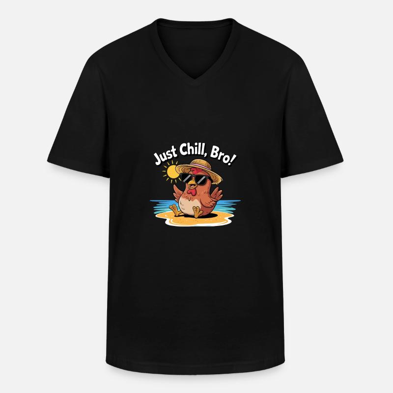 HÜHNCHEN, EINFACH CHILL BRO - Männer-T-Shirt mit V-Ausschnitt - Schwarz