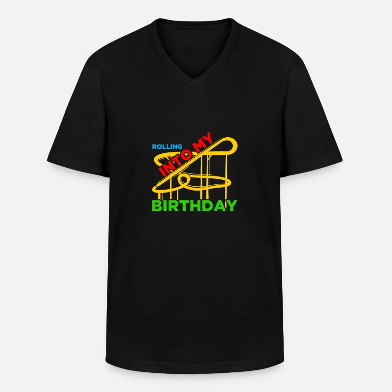 Rolling into Freizeitpark Rollercoaster Achterbahn - Männer-T-Shirt mit V-Ausschnitt - Schwarz