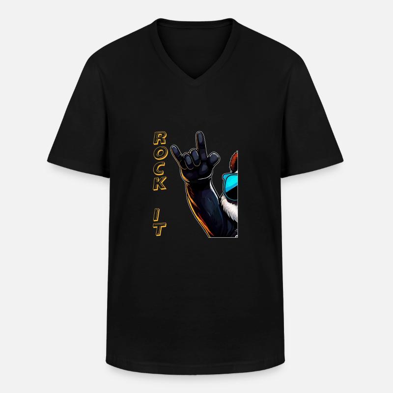 ROCK IT - Männer-T-Shirt mit V-Ausschnitt - Schwarz