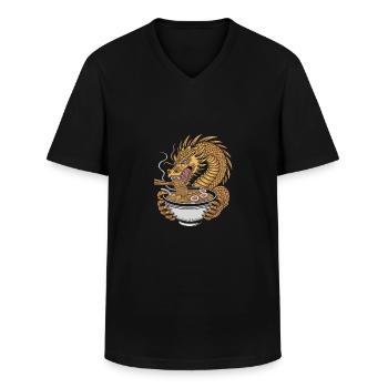 Drachen und Ramen: Eine Harmonische Fusion der - Männer-T-Shirt mit V-Ausschnitt - Schwarz - Vorne - AI Model Male 178 dark (178cm)