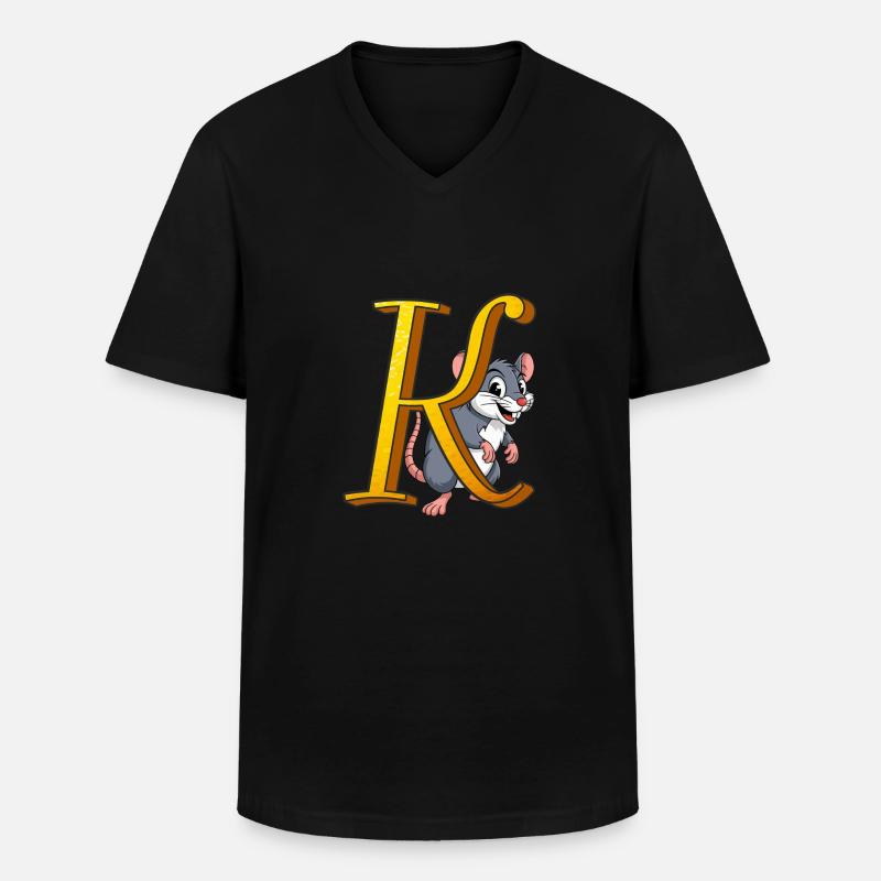 BUCHSTABE K - Männer-T-Shirt mit V-Ausschnitt - Schwarz