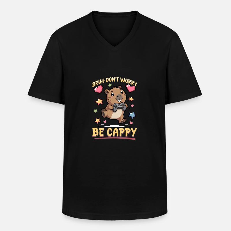 Capybara Gamer Gaming - Men's V-Neck T-Shirt - black