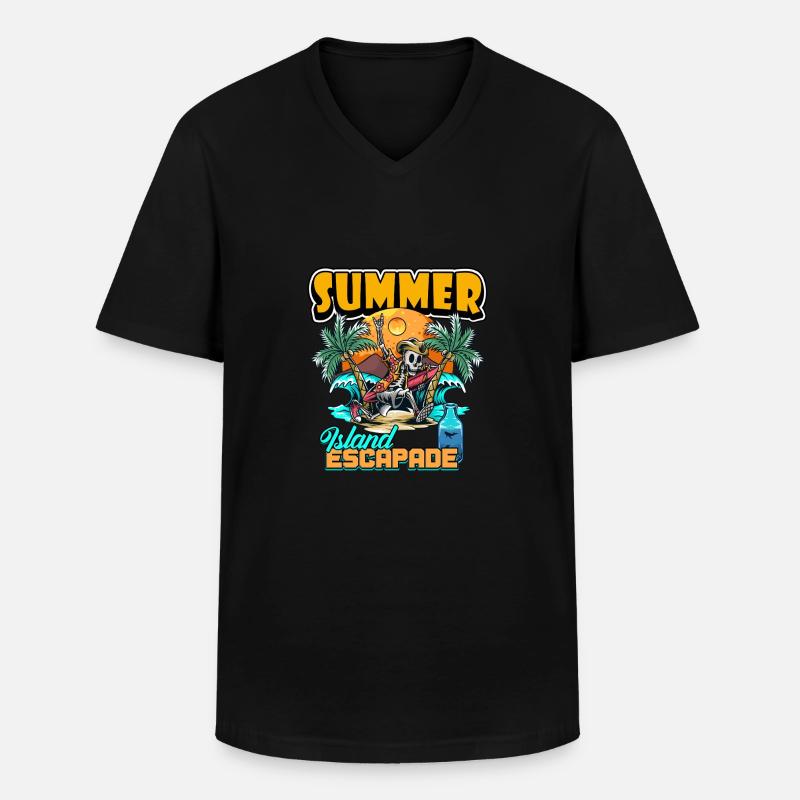 Summer Island Escapade Design - Männer-T-Shirt mit V-Ausschnitt - Schwarz