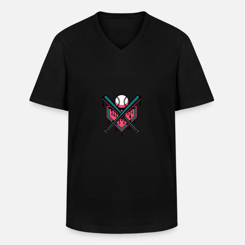 Baseball Eis Baseballschläger - Männer-T-Shirt mit V-Ausschnitt - Schwarz