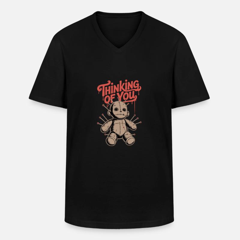 ICH DENKE AN DICH, VOODOO - Männer-T-Shirt mit V-Ausschnitt - Schwarz