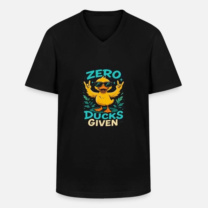 Zero Ducks Given Enten-Motiv Spaß - Männer-T-Shirt mit V-Ausschnitt - Schwarz