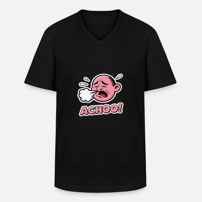 NIESEN - Männer-T-Shirt mit V-Ausschnitt - Schwarz