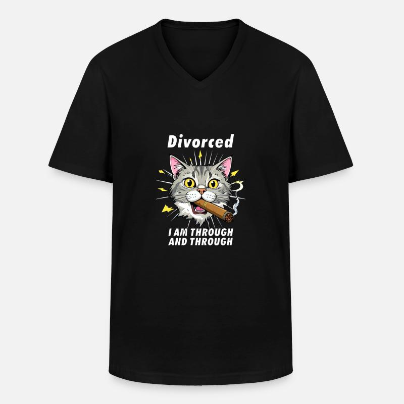 KATZE Zigarre Divorced - Männer-T-Shirt mit V-Ausschnitt - Schwarz