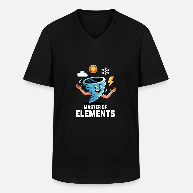 Master of Elements Cartoon Design - Männer-T-Shirt mit V-Ausschnitt - Schwarz