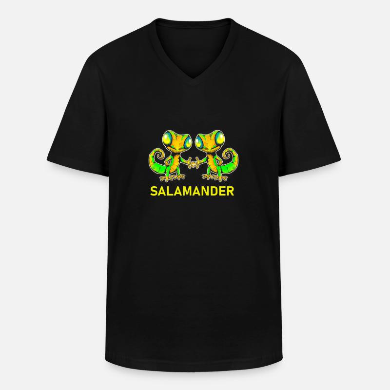 Salamander Gecko Freunde - Männer-T-Shirt mit V-Ausschnitt - Schwarz