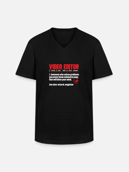 Monteur vidéo Cinéaste Vidéaste - T-shirt col V Homme - noir
