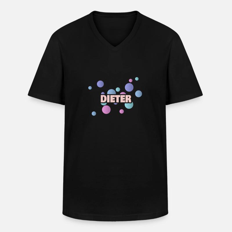 Dieter - Männer-T-Shirt mit V-Ausschnitt - Schwarz