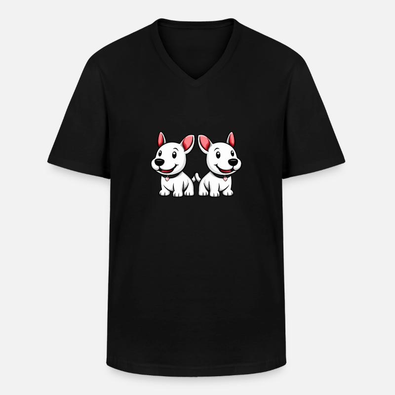 Bull Terrier Hund Comic - Männer-T-Shirt mit V-Ausschnitt - Schwarz