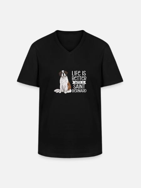 Saint-Bernard Chien Saint-Bernard - T-shirt col V Homme - noir