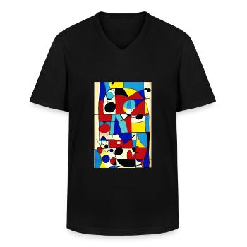 Art abstrait - T-shirt col V Homme - noir - Devant - AI Model Male 178 dark (178cm)