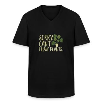 Monstera Deliciosa Albo Plante d’intérieur botanique - T-shirt col V Homme - noir - Devant - AI Model Male 178 dark (178cm)