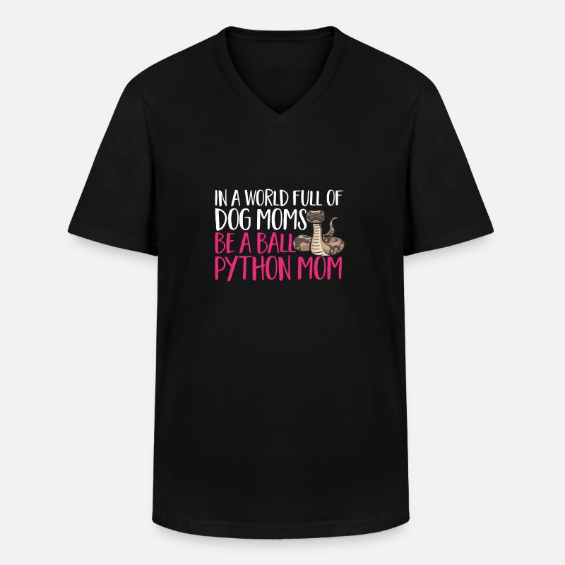 Ball Python Schlange Königspython - Männer-T-Shirt mit V-Ausschnitt - Schwarz