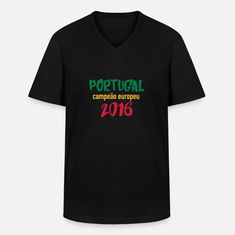 Portugal EM 2016 - Männer-T-Shirt mit V-Ausschnitt - Schwarz