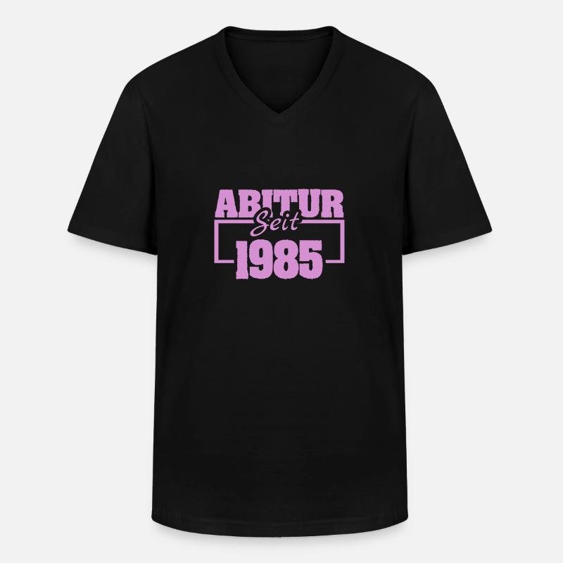 1985 - Männer-T-Shirt mit V-Ausschnitt - Schwarz