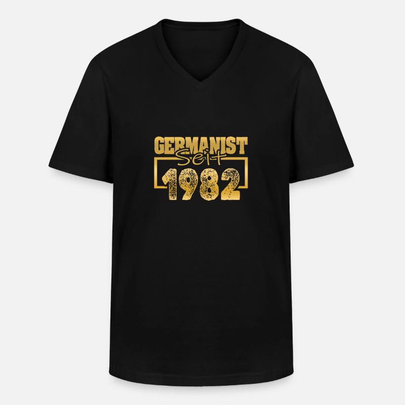 1982 - Männer-T-Shirt mit V-Ausschnitt - Schwarz