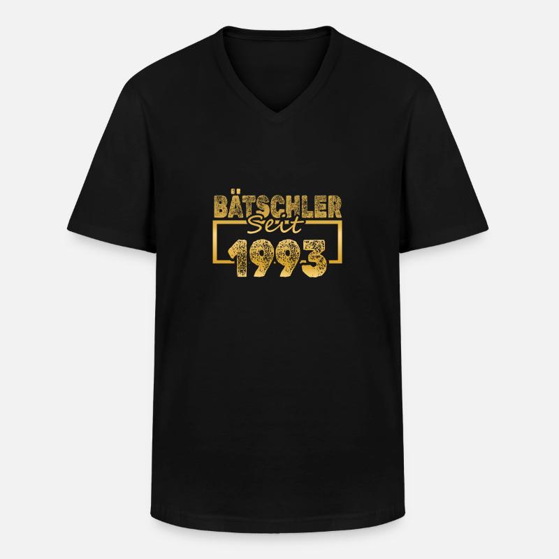 1993 - Männer-T-Shirt mit V-Ausschnitt - Schwarz