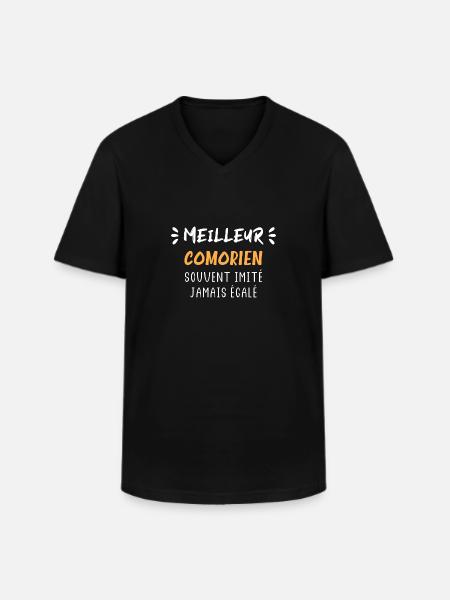 comorien - T-shirt col V Homme - noir