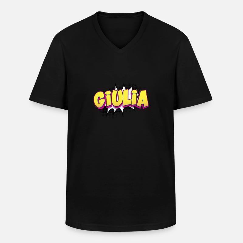 Giulia Benutzerdefinierter Name Comic-Stil Pop-Art, - Männer-T-Shirt mit V-Ausschnitt - Schwarz