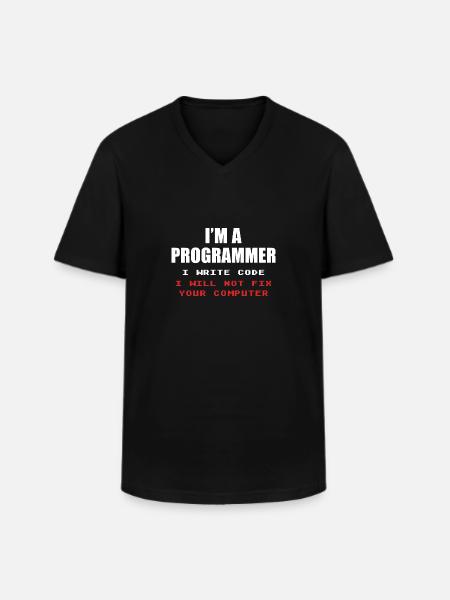 Programmør Geek Computer Programmering Coder L - Klassisk herre T-shirt med V-udskæring - sort