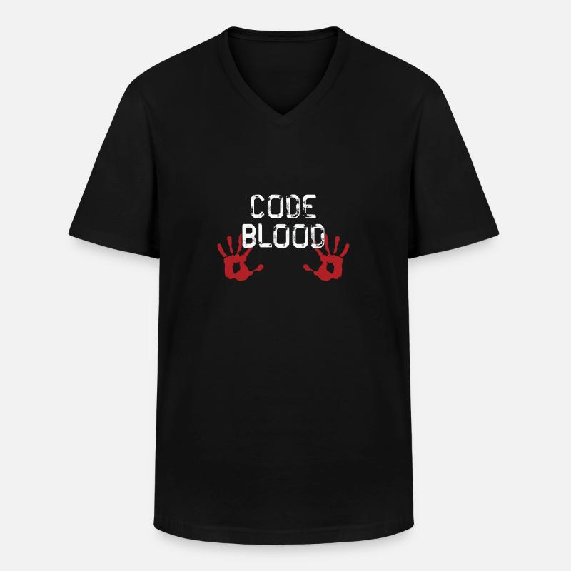 Code Blood ProgramHands - T-shirt col V Homme - noir