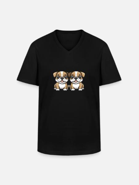 Bulldog Dog Comic - Men's V-Neck T-Shirt - black