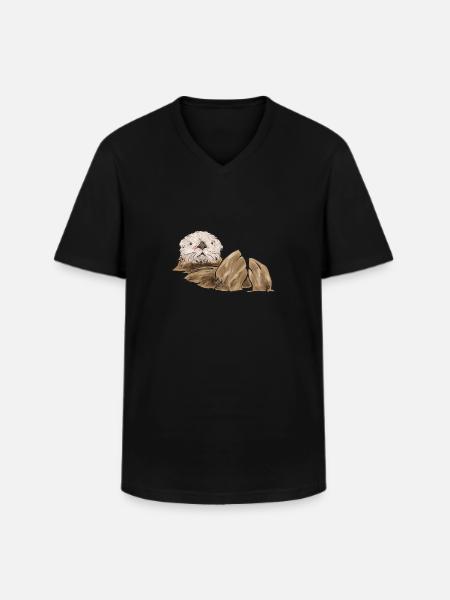 Seeotter - Männer-T-Shirt mit V-Ausschnitt - Schwarz